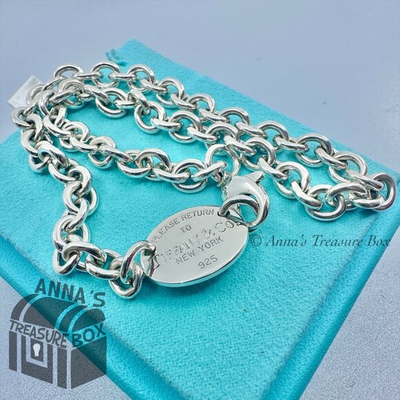 Tiffany & Co. 925 Silver Vintage RTT Oval Tag Choker 15.75" Necklace (pouch) - Picture 7 of 8